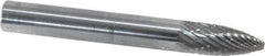 SGS Pro - 1/4" Cut Diam, 1/4" Shank Diam, Tree Head Double Cut Burr - Carbide, Point End, 5/8" LOC, 2" OAL - USA Tool & Supply