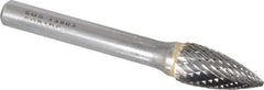 SGS Pro - 3/8" Cut Diam, 1/4" Shank Diam, Tree Head Double Cut Burr - Carbide, Point End, 3/4" LOC, 2-1/2" OAL - USA Tool & Supply