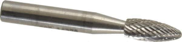 SGS Pro - 1/4" Cut Diam, 1/4" Shank Diam, Flame Head Double Cut Burr - Carbide, Radius End, 5/8" LOC, 2" OAL - USA Tool & Supply