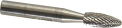 SGS Pro - 1/4" Cut Diam, 1/4" Shank Diam, Flame Head Double Cut Burr - Carbide, Radius End, 5/8" LOC, 2" OAL - USA Tool & Supply