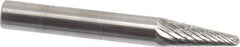 SGS Pro - 1/4" Cut Diam, 1/4" Shank Diam, Taper Head Double Cut Burr - Carbide, Radius End, 5/8" LOC - USA Tool & Supply