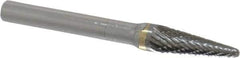 SGS Pro - 5/16" Cut Diam, 1/4" Shank Diam, Taper Head Double Cut Burr - Carbide, Radius End, 7/8" LOC - USA Tool & Supply