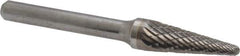 SGS Pro - 3/8" Cut Diam, 1/4" Shank Diam, Taper Head Double Cut Burr - Carbide, Radius End, 1-1/16" LOC - USA Tool & Supply
