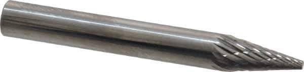 SGS Pro - 1/4" Cut Diam, 1/4" Shank Diam, Cone Head Double Cut Burr - Carbide, Point End, 1/2" LOC - USA Tool & Supply