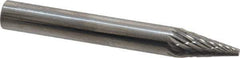 SGS Pro - 1/4" Cut Diam, 1/4" Shank Diam, Cone Head Double Cut Burr - Carbide, Point End, 1/2" LOC - USA Tool & Supply