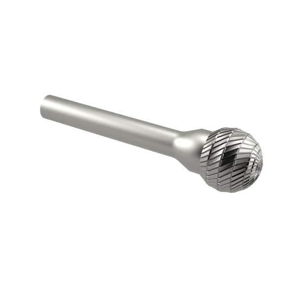 SGS Pro - 1/4" Cut Diam, 1/4" Shank Diam, Cone Head Double Cut Burr - Carbide, Point End, 1" LOC - USA Tool & Supply