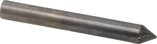SGS Pro - 1/4" Cut Diam, 1/4" Shank Diam, Cone Head Double Cut Burr - Carbide, Point End, 3/16" LOC, 2" OAL - USA Tool & Supply
