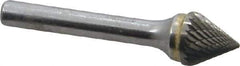 SGS Pro - 1/2" Cut Diam, 1/4" Shank Diam, Cone Head Double Cut Burr - Carbide, Point End, 7/16" LOC, 2-3/16" OAL - USA Tool & Supply