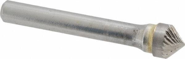 SGS Pro - 3/8" Cut Diam, 1/4" Shank Diam, Cone Head Double Cut Burr - Carbide, Point End, 3/16" LOC, 2-1/16" OAL - USA Tool & Supply