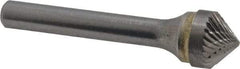SGS Pro - 1/2" Cut Diam, 1/4" Shank Diam, Cone Head Double Cut Burr - Carbide, Point End, 1/4" LOC, 2" OAL - USA Tool & Supply