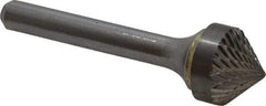 SGS Pro - 5/8" Cut Diam, 1/4" Shank Diam, Cone Head Double Cut Burr - Carbide, Point End, 5/16" LOC, 2-1/16" OAL - USA Tool & Supply