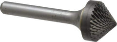 SGS Pro - 3/4" Cut Diam, 1/4" Shank Diam, Cone Head Double Cut Burr - Carbide, Point End, 3/8" LOC, 2-1/8" OAL - USA Tool & Supply