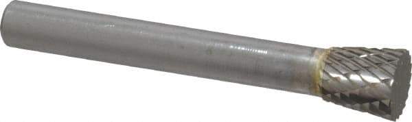 SGS Pro - 3/8" Cut Diam, 1/4" Shank Diam, Inverted Cone Head Double Cut Burr - Carbide, Flat End, 3/8" LOC - USA Tool & Supply