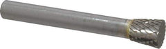 SGS Pro - 3/8" Cut Diam, 1/4" Shank Diam, Inverted Cone Head Double Cut Burr - Carbide, Flat End, 3/8" LOC - USA Tool & Supply
