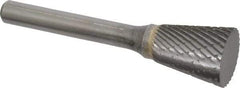 SGS Pro - 5/8" Cut Diam, 1/4" Shank Diam, Inverted Cone Head Double Cut Burr - Carbide, Flat End, 3/4" LOC - USA Tool & Supply