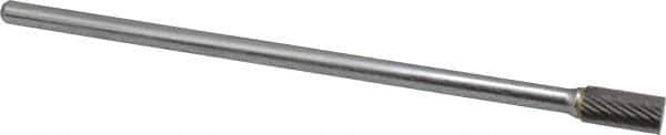 SGS Pro - 3/8" Cut Diam, 1/4" Shank Diam, Cylinder Head Single Cut Burr - Carbide, Flat End, 3/4" LOC - USA Tool & Supply