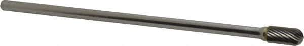 SGS Pro - 3/8" Cut Diam, 1/4" Shank Diam, Cylinder with Radius Head Single Cut Burr - Carbide, Radius End, 3/4" LOC - USA Tool & Supply