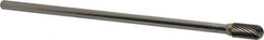 SGS Pro - 3/8" Cut Diam, 1/4" Shank Diam, Cylinder with Radius Head Single Cut Burr - Carbide, Radius End, 3/4" LOC - USA Tool & Supply