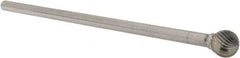 SGS Pro - 1/2" Cut Diam, 1/4" Shank Diam, Ball Head Single Cut Burr - Carbide, Radius End, 7/16" LOC - USA Tool & Supply