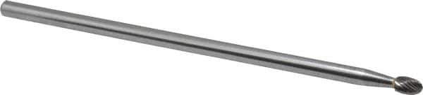 SGS Pro - 1/4" Cut Diam, 1/4" Shank Diam, Oval Head Single Cut Burr - Carbide, Radius End, 3/8" LOC - USA Tool & Supply