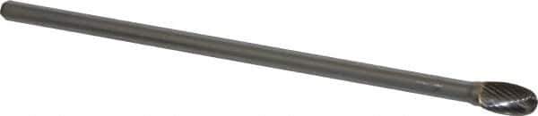 SGS Pro - 3/8" Cut Diam, 1/4" Shank Diam, Oval Head Single Cut Burr - Carbide, Radius End, 5/8" LOC - USA Tool & Supply
