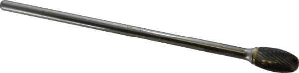 SGS Pro - 1/2" Cut Diam, 1/4" Shank Diam, Oval Head Single Cut Burr - Carbide, Radius End, 7/8" LOC - USA Tool & Supply