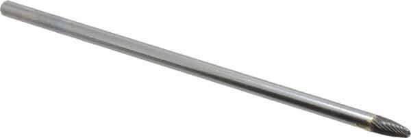 SGS Pro - 1/4" Cut Diam, 1/4" Shank Diam, Tree with Radius Head Single Cut Burr - Carbide, Radius End, 1/2" LOC - USA Tool & Supply