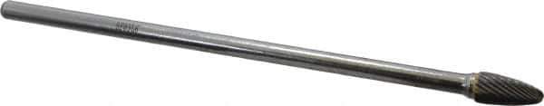 SGS Pro - 3/8" Cut Diam, 1/4" Shank Diam, Tree with Radius Head Single Cut Burr - Carbide, Radius End, 3/4" LOC - USA Tool & Supply
