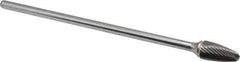 SGS Pro - 1/2" Cut Diam, 1/4" Shank Diam, Tree with Radius Head Single Cut Burr - Carbide, Radius End, 1" LOC - USA Tool & Supply
