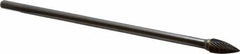 SGS Pro - 3/8" Cut Diam, 1/4" Shank Diam, Tree Head Single Cut Burr - Carbide, Point End, 3/4" LOC - USA Tool & Supply
