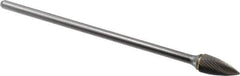 SGS Pro - 1/2" Cut Diam, 1/4" Shank Diam, Tree Head Single Cut Burr - Carbide, Point End, 1" LOC - USA Tool & Supply