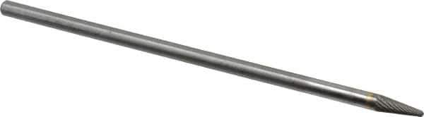 SGS Pro - 1/4" Cut Diam, 1/4" Shank Diam, Taper Head Single Cut Burr - Carbide, Radius End, 5/8" LOC - USA Tool & Supply