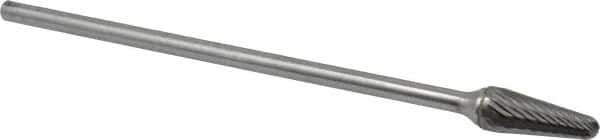 SGS Pro - 1/2" Cut Diam, 1/4" Shank Diam, Taper Head Single Cut Burr - Carbide, Radius End, 1-1/8" LOC - USA Tool & Supply
