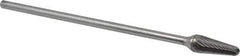 SGS Pro - 1/2" Cut Diam, 1/4" Shank Diam, Taper Head Single Cut Burr - Carbide, Radius End, 1-1/8" LOC - USA Tool & Supply