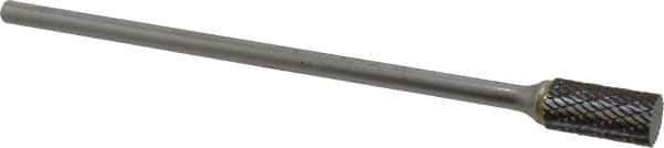 SGS Pro - 1/2" Cut Diam, 1/4" Shank Diam, Cylinder Head Double Cut Burr - Carbide, Flat End, 1" LOC - USA Tool & Supply