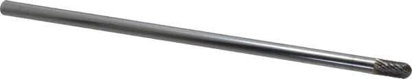 SGS Pro - 1/4" Cut Diam, 1/4" Shank Diam, Cylinder with Radius Head Double Cut Burr - Carbide, Radius End, 1/2" LOC - USA Tool & Supply