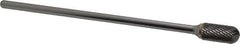 SGS Pro - 1/2" Cut Diam, 1/4" Shank Diam, Cylinder with Radius Head Double Cut Burr - Carbide, Radius End, 1" LOC - USA Tool & Supply