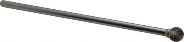 SGS Pro - 1/2" Cut Diam, 1/4" Shank Diam, Ball Head Double Cut Burr - Carbide, Radius End, 7/16" LOC - USA Tool & Supply