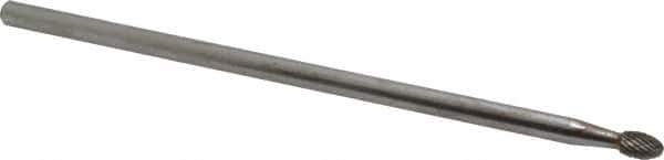 SGS Pro - 1/4" Cut Diam, 1/4" Shank Diam, Oval Head Double Cut Burr - Carbide, Radius End, 3/8" LOC - USA Tool & Supply
