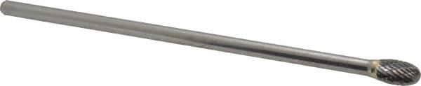 SGS Pro - 3/8" Cut Diam, 1/4" Shank Diam, Oval Head Double Cut Burr - Carbide, Radius End, 5/8" LOC - USA Tool & Supply