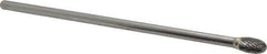 SGS Pro - 3/8" Cut Diam, 1/4" Shank Diam, Oval Head Double Cut Burr - Carbide, Radius End, 5/8" LOC - USA Tool & Supply