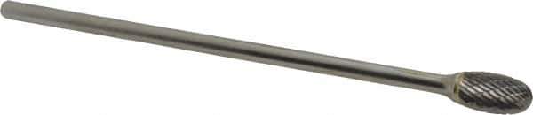 SGS Pro - 1/2" Cut Diam, 1/4" Shank Diam, Oval Head Double Cut Burr - Carbide, Radius End, 7/8" LOC - USA Tool & Supply