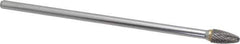 SGS Pro - 3/8" Cut Diam, 1/4" Shank Diam, Tree with Radius Head Double Cut Burr - Carbide, Radius End, 3/4" LOC - USA Tool & Supply