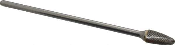 SGS Pro - 1/2" Cut Diam, 1/4" Shank Diam, Tree with Radius Head Double Cut Burr - Carbide, Radius End, 1" LOC - USA Tool & Supply