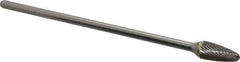 SGS Pro - 1/2" Cut Diam, 1/4" Shank Diam, Tree with Radius Head Double Cut Burr - Carbide, Radius End, 1" LOC - USA Tool & Supply