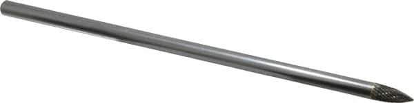 SGS Pro - 1/4" Cut Diam, 1/4" Shank Diam, Tree Head Double Cut Burr - Carbide, Point End, 1/2" LOC - USA Tool & Supply