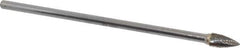 SGS Pro - 3/8" Cut Diam, 1/4" Shank Diam, Tree Head Double Cut Burr - Carbide, Point End, 3/4" LOC - USA Tool & Supply
