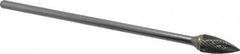 SGS Pro - 1/2" Cut Diam, 1/4" Shank Diam, Tree Head Double Cut Burr - Carbide, Point End, 1" LOC - USA Tool & Supply