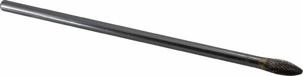 SGS Pro - 5/16" Cut Diam, 1/4" Shank Diam, Flame Head Double Cut Burr - Carbide, Radius End, 3/4" LOC - USA Tool & Supply