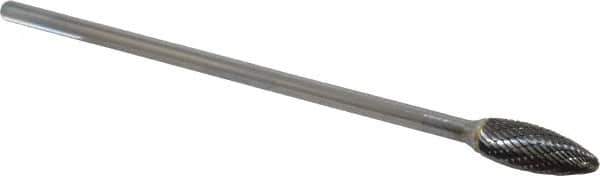 SGS Pro - 1/2" Cut Diam, 1/4" Shank Diam, Flame Head Double Cut Burr - Carbide, Radius End, 1-1/4" LOC - USA Tool & Supply